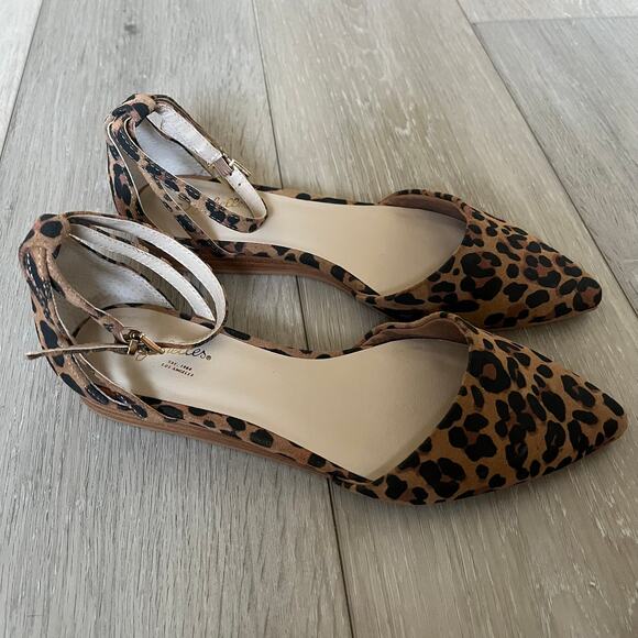 Anthro Seychelles 'Plateau Flats' Women's 7.5 Leopard Print Ankle Wrap Flat - Picture 9 of 10